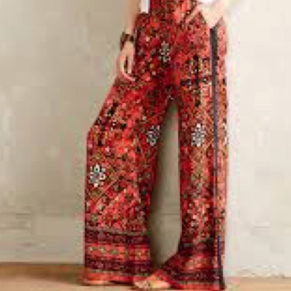 red boho pants